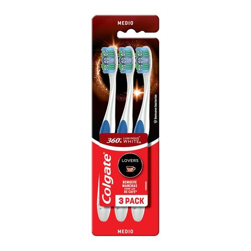 Cepillo Colgate 360° Luminous White Lovers 3pack