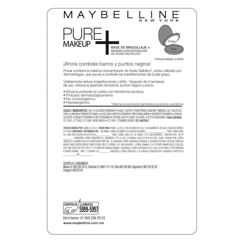 Base de Maquillaje Maybelline New York Pure + Claro Beige Claro 30ml