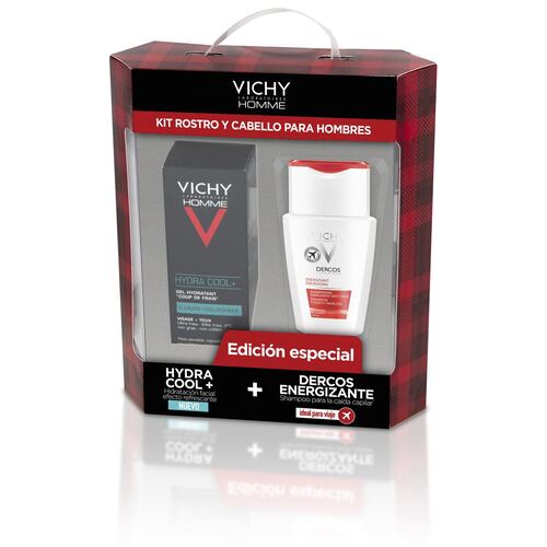 Kit de Hidratación Facial para Hombre Vichy Homme HydraCool+ con Dercos Energisante