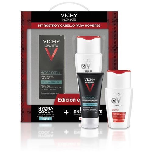 Kit de Hidratación Facial para Hombre Vichy Homme HydraCool+ con Dercos Energisante