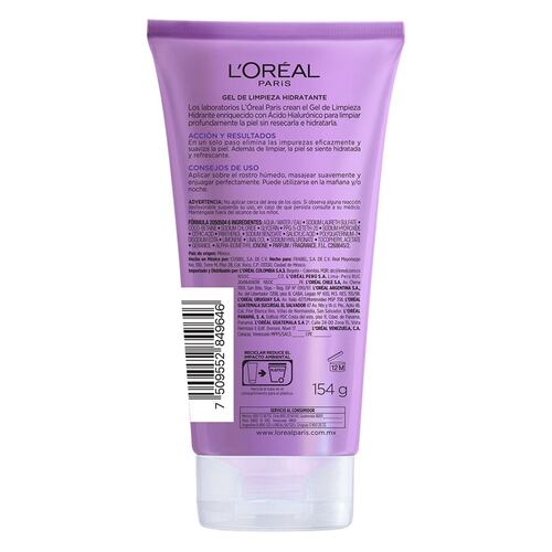 Gel de limpieza hidratante L'Oréal Paris Revitalift ácido hialurónico 150 ml
