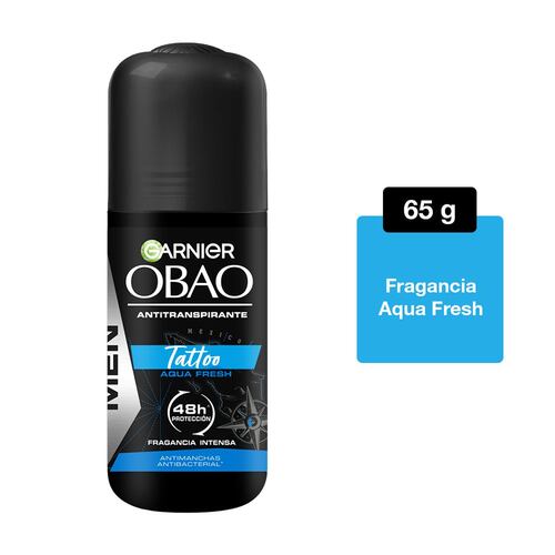 Obao Men Tattoo 3.0 de Garnier, Antitranspirante en Roll on, 65 g