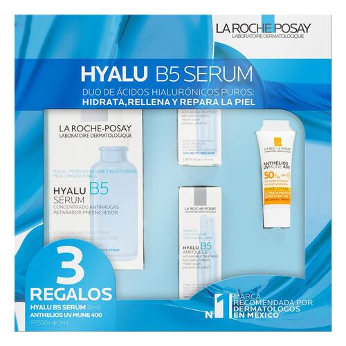 Pack La Roche Posay Hyalu B5 Sérum 30ml + Anthelios UVMune 3ml + Hyalu B5 ampolletas (2x1ml)