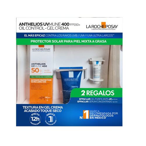 Kit La Roche Posay Protector Solar Piel Mixta a Grasa Anthelios UV Mune 400 FPS 50+ Oil Control-Gel Crema