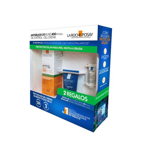 Kit La Roche Posay Protector Solar Piel Mixta a Grasa Anthelios UV Mune 400 FPS 50+ Oil Control-Gel Crema