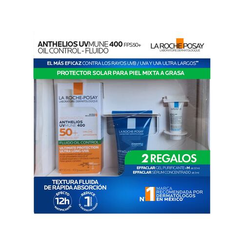 Kit La Roche Posay Protector Solar Piel Mixta a Grasa Anthelios UV Mune 400 FPS 50+ Oil Control-Fluido