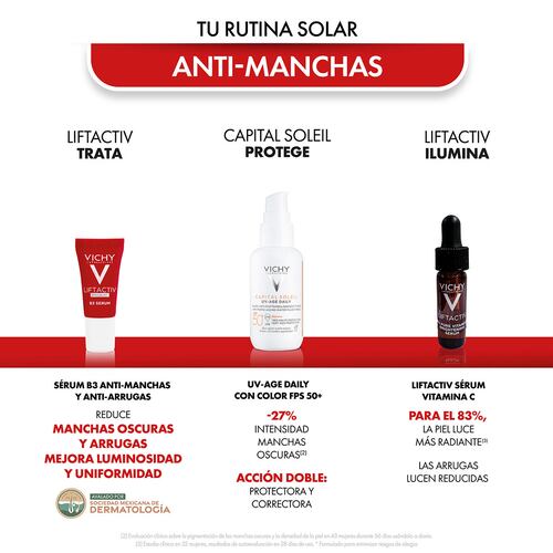 Vichy Capital Soleil UV Age Daily con Color FPS 50 + Liftactiv Specialist B3 Sérum + Liftactiv Vitamina C Sérum