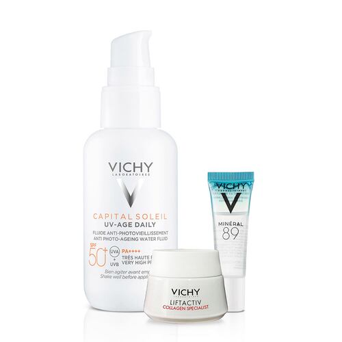 Vichy Capital Soleil UV-Age Daily FPS 50 + Liftactiv Collagen Specialist Crema de Día + Mineral 89 Booster