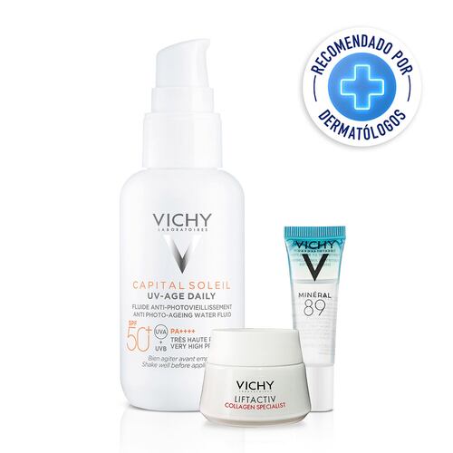 Vichy Capital Soleil UV-Age Daily FPS 50 + Liftactiv Collagen Specialist Crema de Día + Mineral 89 Booster
