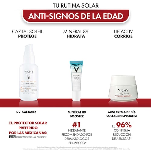Vichy Capital Soleil UV-Age Daily FPS 50 + Liftactiv Collagen Specialist Crema de Día + Mineral 89 Booster