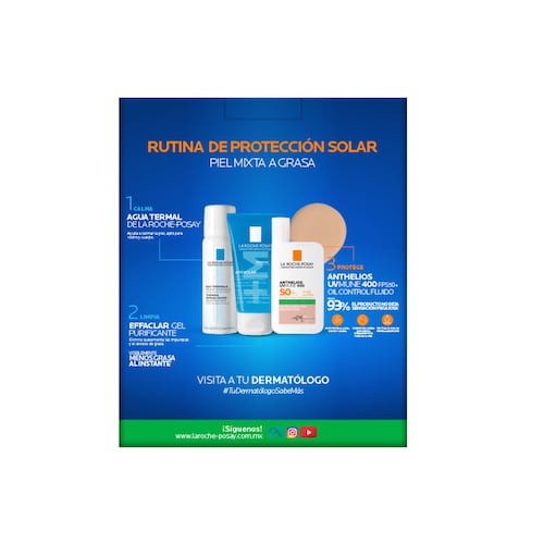 Kit La Roche Posay Rutina de Protección Solar con Textura Fluida con Color para Piel Mixta a Grasa