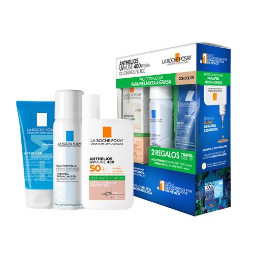 Kit La Roche Posay Rutina de Protección Solar con Textura Fluida con Color para Piel Mixta a Grasa