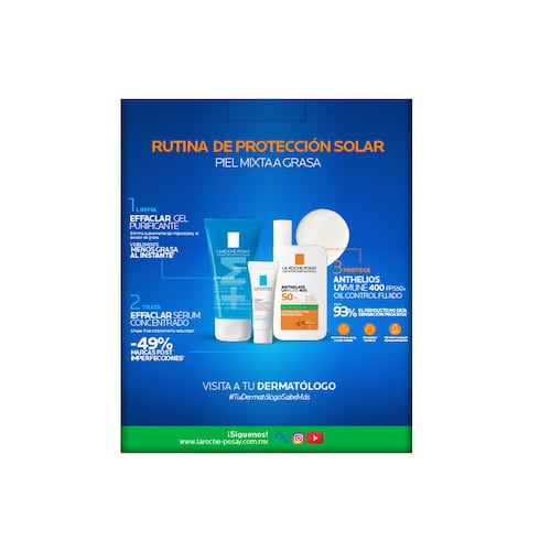 Kit La Roche Posay Rutina de Protección Solar con Textura Fluida para Piel Mixta a Grasa