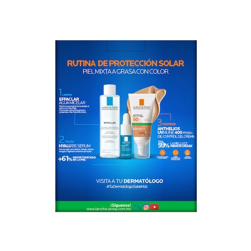 La Roche Posay Rutina De Protección Solar Con Textura Gel Crema Con Color Para Piel Mixta A Grasa