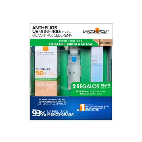 Kit La Roche Posay Rutina de Protección Solar con Textura Gel Crema con Color para Piel Mixta a Grasa