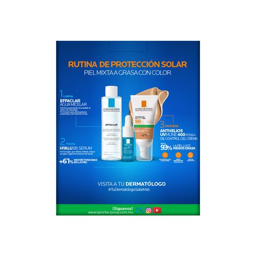 Kit La Roche Posay Rutina de Protección Solar con Textura Gel Crema con Color para Piel Mixta a Grasa