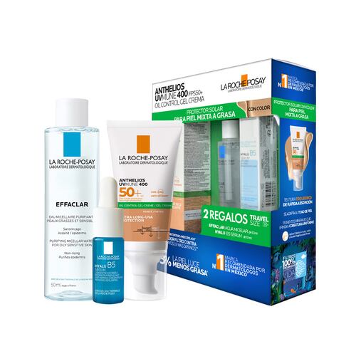 Kit La Roche Posay Rutina de Protección Solar con Textura Gel Crema con Color para Piel Mixta a Grasa