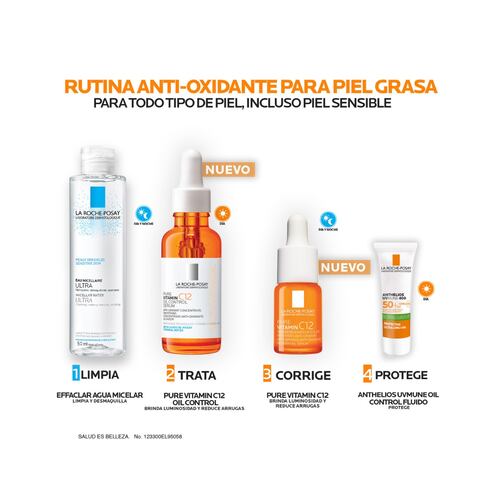 La Roche-Posay Kit Pure Vitamin C12 Oil Control Serum 30 ml + Agua ...