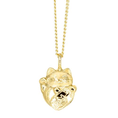 DIJE GATO MANEKI NEKO PLATA CH ORO AMARLLO NECORA