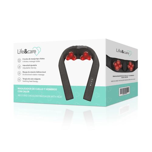 Masajeador De Cuello Life & Care Con 4 Nodos Con Calor