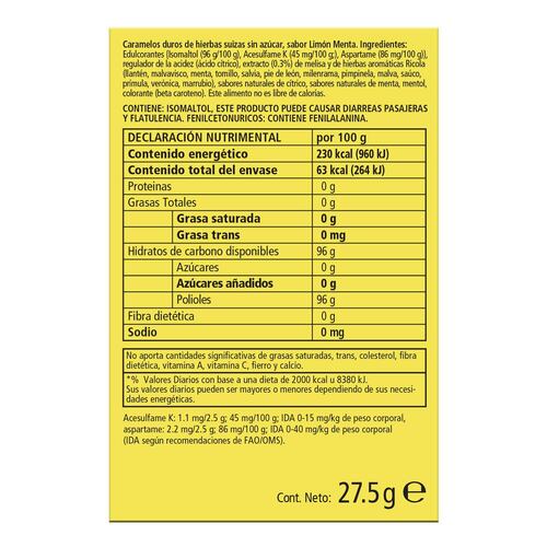 Ricola Limón/Menta Sin Azúcar 27.5g