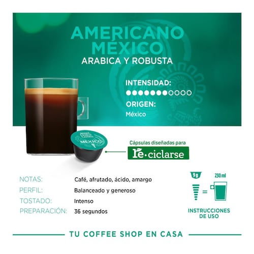 Cápsulas Café Orgánico Mexicano Nescafé Dolce Gusto