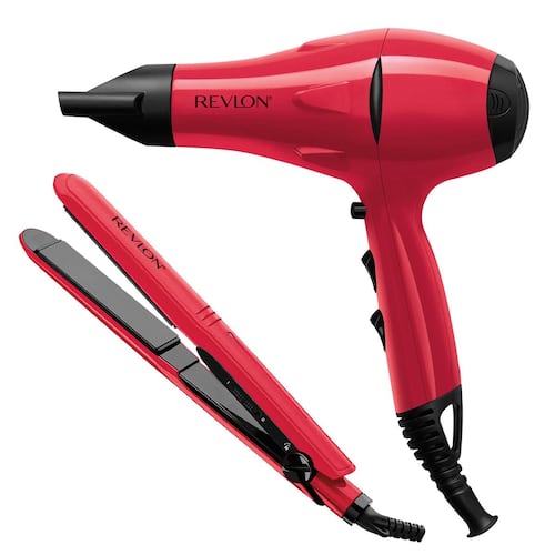 Combo rojo secadora + alaciadora cerámica revlon