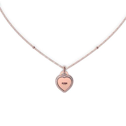 Collar Guess Dama Fine Heart De Acero Inoxidable En Tono Oro Rosa