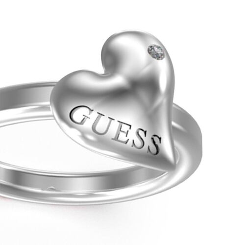 Anillo Guess Dama Fluid Hearts De Acero Inoxidable En Tono Plata