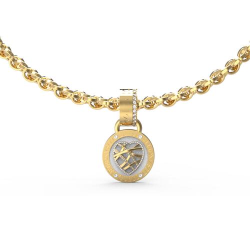 Collar  Guess Dama Heart Cage De Acero Inoxidable En Tono Dorado