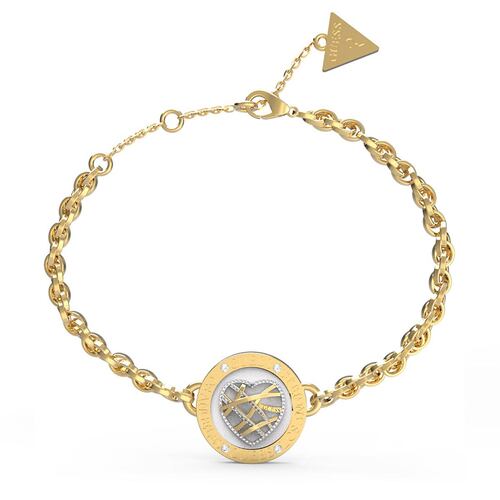 Pulsera  Guess Dama Heart Cage De Acero Inoxidable En Tono Dorado