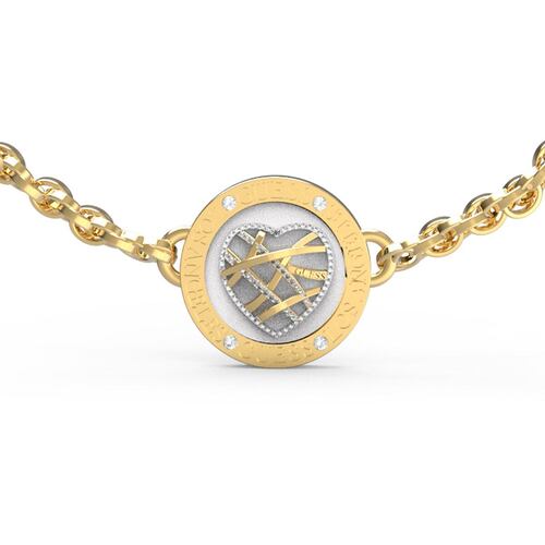 Pulsera  Guess Dama Heart Cage De Acero Inoxidable En Tono Dorado
