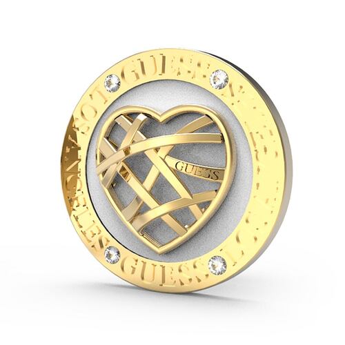 Aretes  Guess Dama Heart Cage De Acero Inoxidable En Tono Dorado
