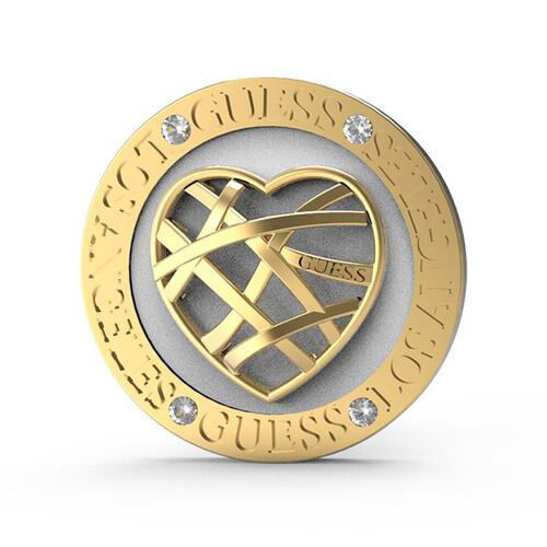 Aretes  Guess Dama Heart Cage De Acero Inoxidable En Tono Dorado