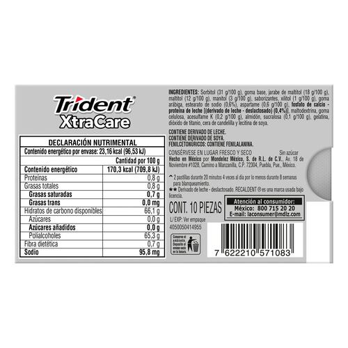 Chicles Trident Xtracare Menta Fuerte
