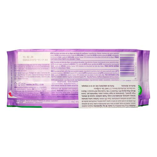 Barra de Chocolate con Leche y Avellanas 100 g Milka