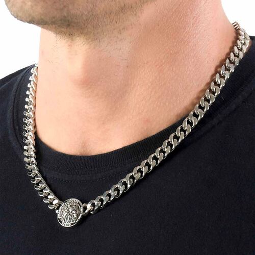 Collar Lion King de Acero Inoxidable en Tono Plateado Guess