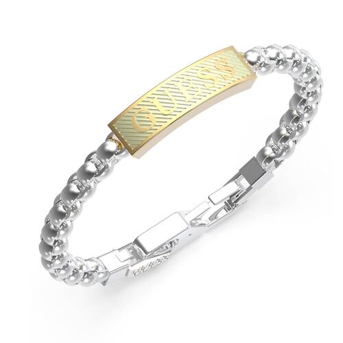 Pulsera Guess Caballero Bond Street De Acero Inoxidable En Tono Plateado