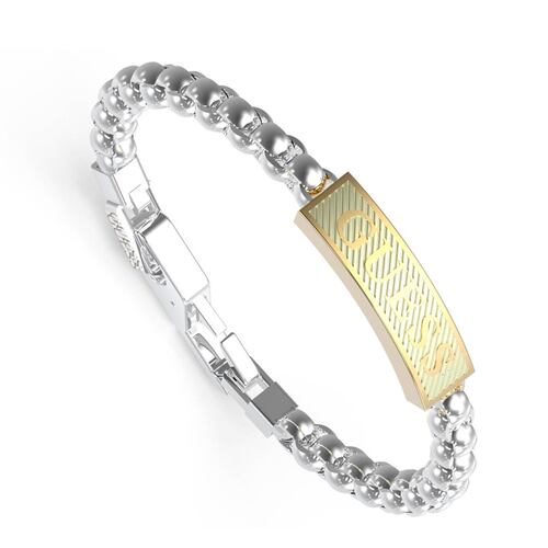 Pulsera Guess Caballero Bond Street De Acero Inoxidable En Tono Plateado