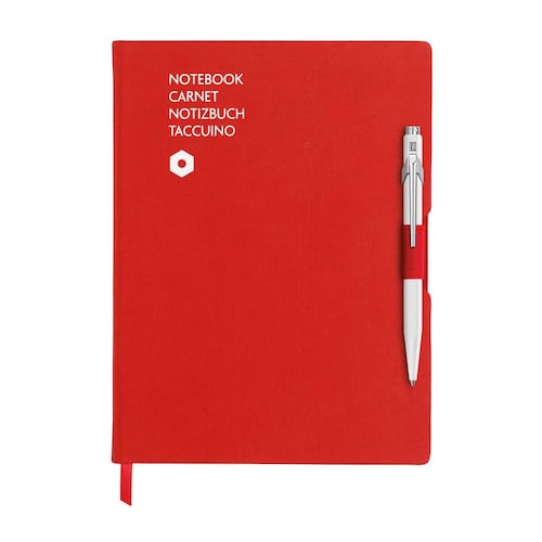Caran D´Ache bolígrafo blanco y libreta A5 roja
