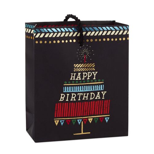 Mini bolsa de regalos Hallmark - Pastel de feliz cumpleaños con bolsillo para tarjeta