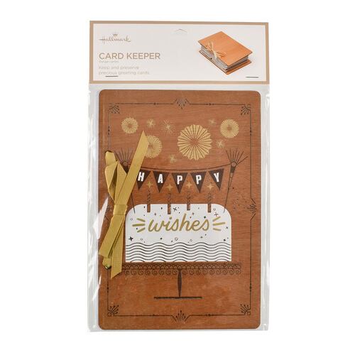 Portador De Tarjetas En Madera Con Pastel Y Banderines