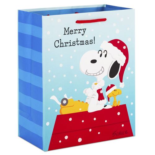 Bolsa de regalo de Navidad Peanuts® Santa Snoopy Hallmark