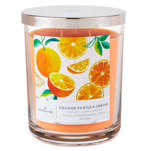 Vela de 3 mechas crema de vainilla naranja perfumada