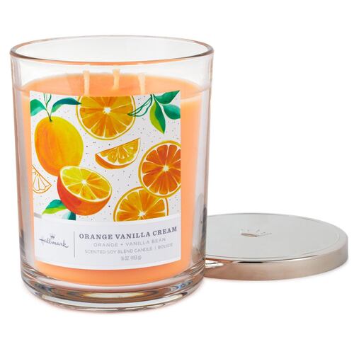 Vela de 3 mechas crema de vainilla naranja perfumada