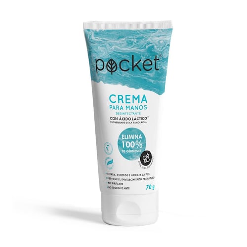 Pocket Care Crema sanitizante para manos efecto antibacterial y viricida 70G