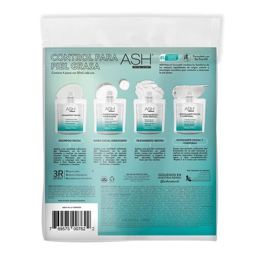 Travel Pack Facial para Control de Grasa 4pzs Ash