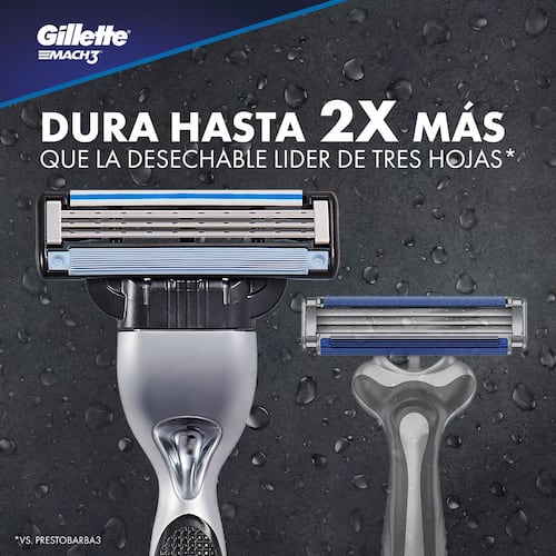 Máquina de afeitar 1 Unidad Gillette Mach3 + 2 Cartuchos para Afeitar 1 Kit