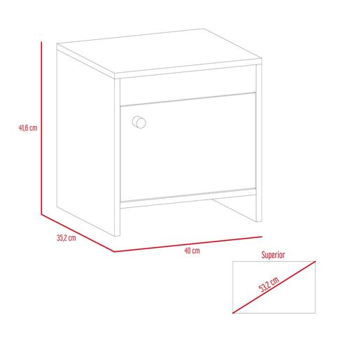 Mesa de Noche Colore Macadamia con Blanco