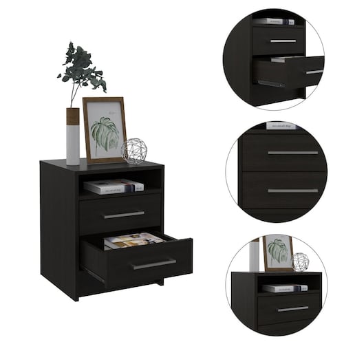 Mesa De Noche Eter Wengue Con Negro